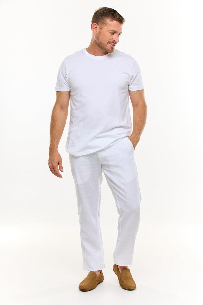 EDEN WHITE LINEN PANT-David Smith Australia
