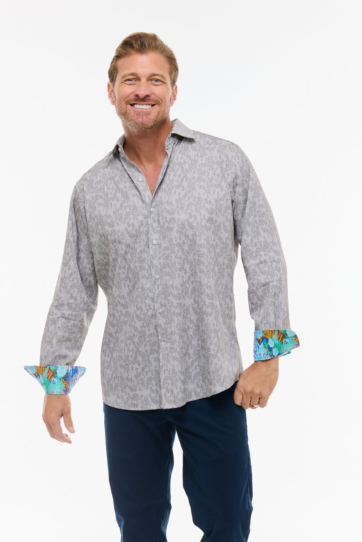 SUBTLE PAISLEY SHIRT SILVER