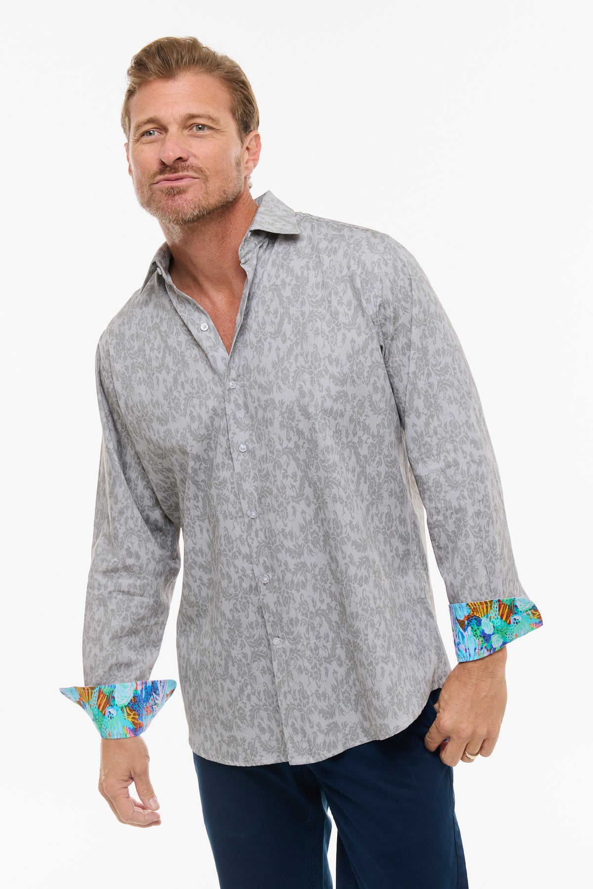 SUBTLE PAISLEY SHIRT SILVER