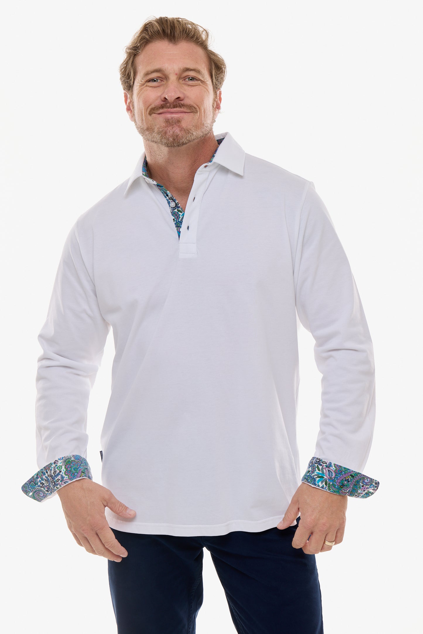 AMALFI POLO WHITE LONG SLEEVE