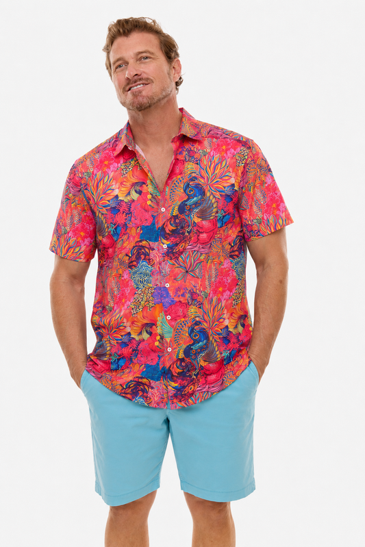 PLUME SHIRT SHORT SLEEVE HOT PINK