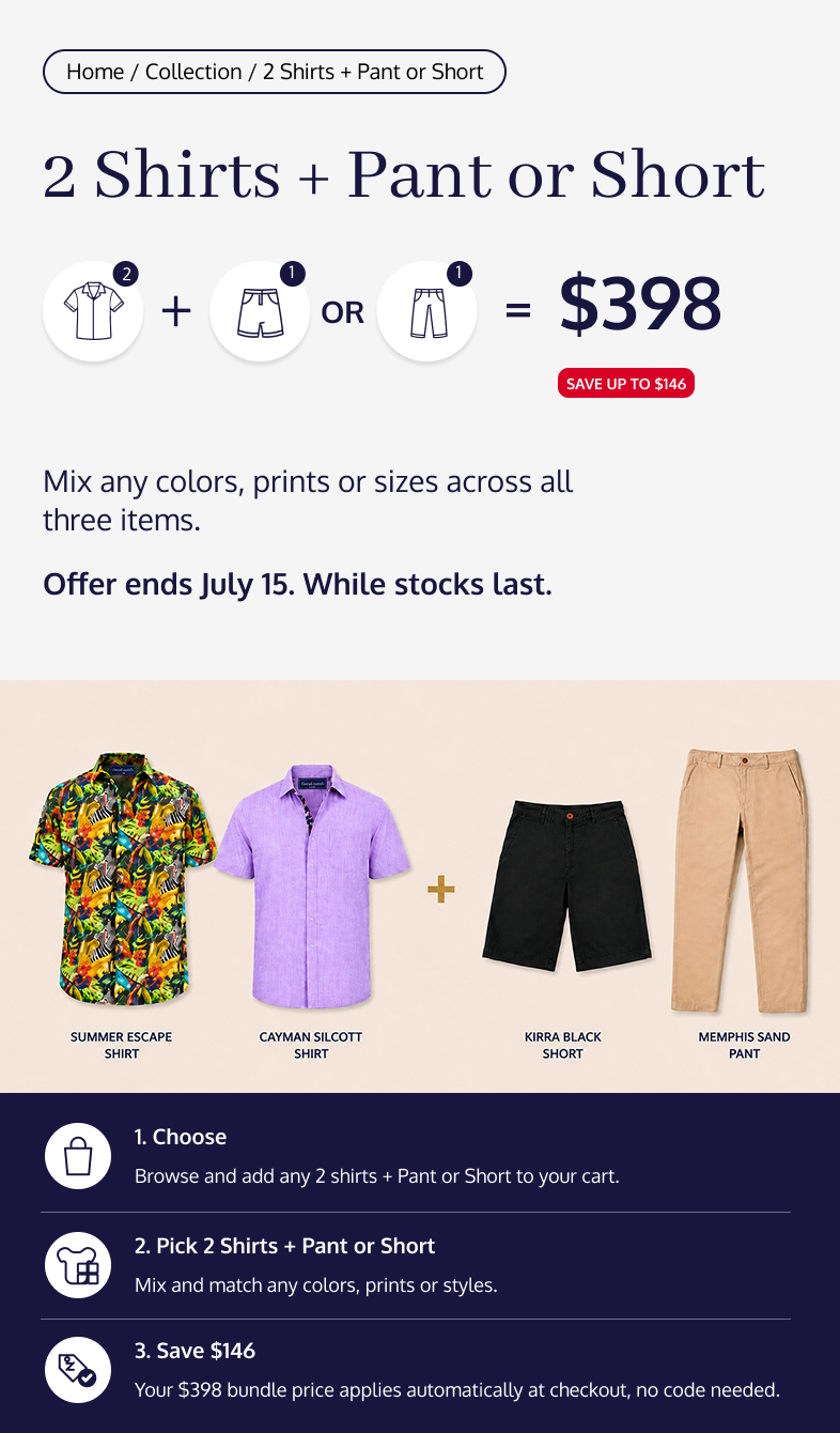 2 Shirts + Pant or Short