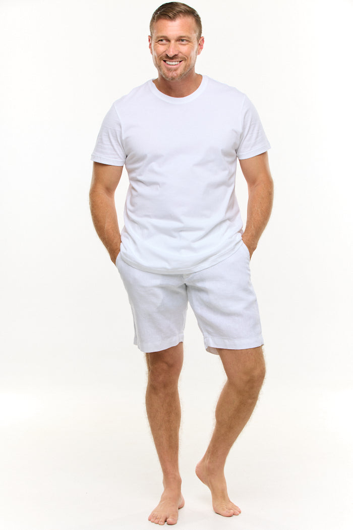 REEF WHITE LINEN SHORT-David Smith Australia