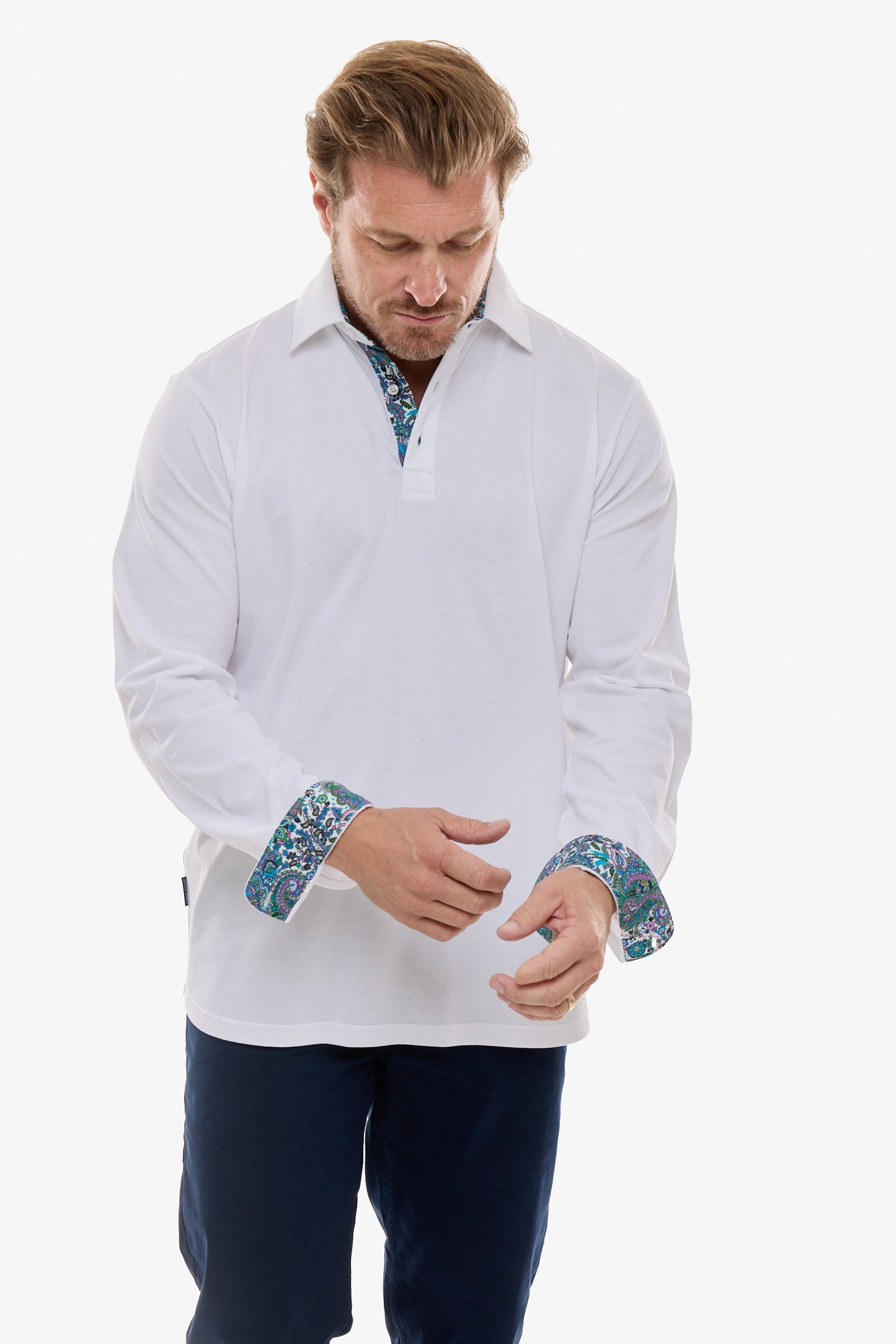 AMALFI POLO WHITE LONG SLEEVE