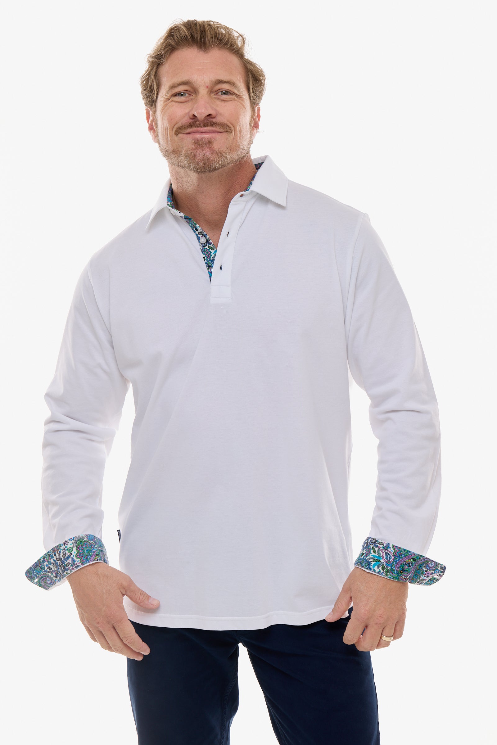 AMALFI POLO WHITE LONG SLEEVE