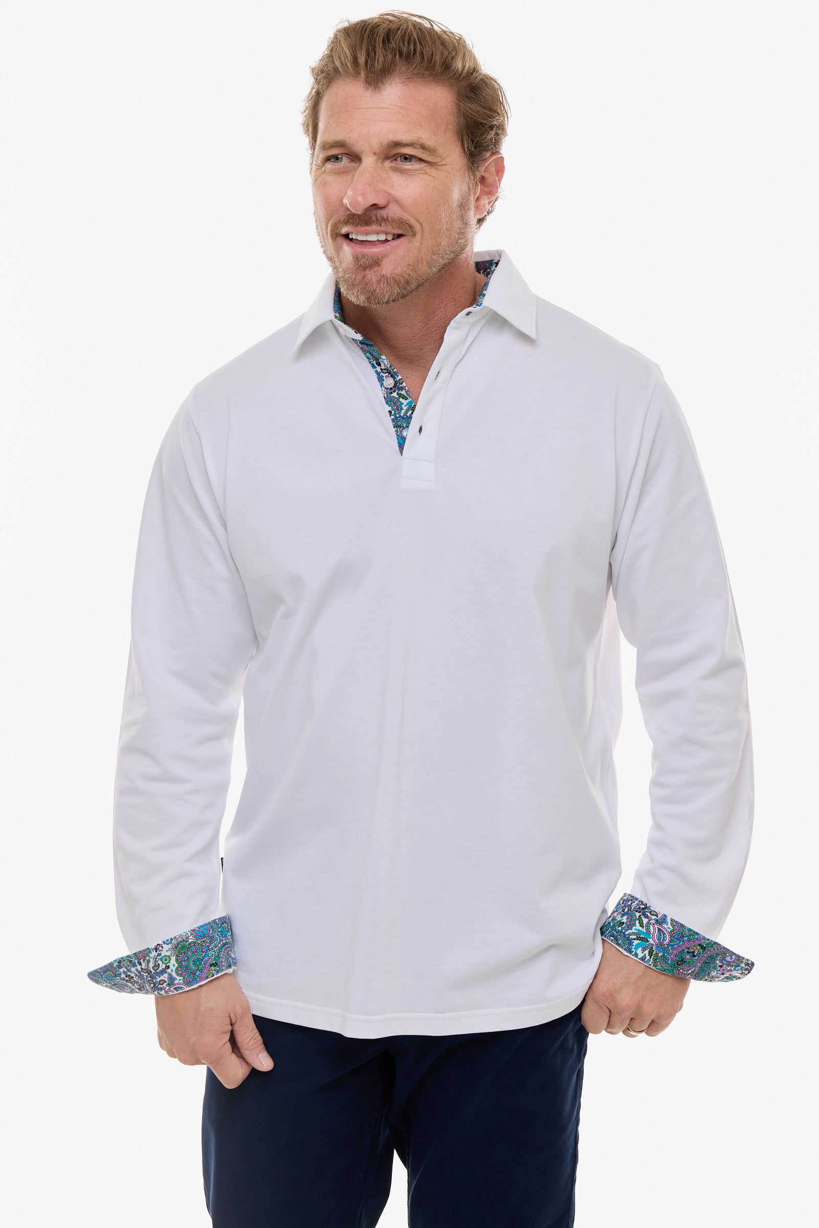 AMALFI POLO WHITE LONG SLEEVE