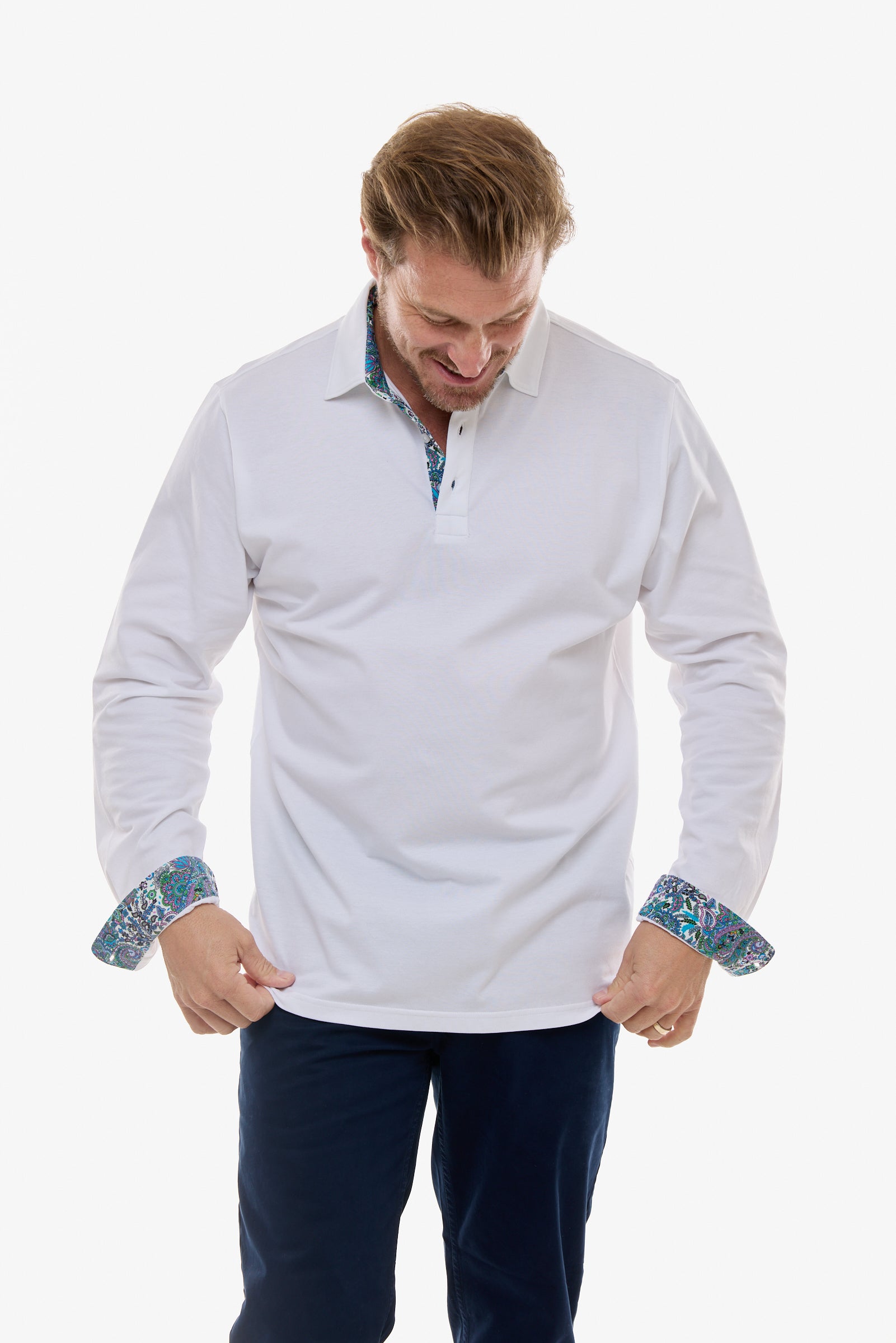 AMALFI POLO WHITE LONG SLEEVE