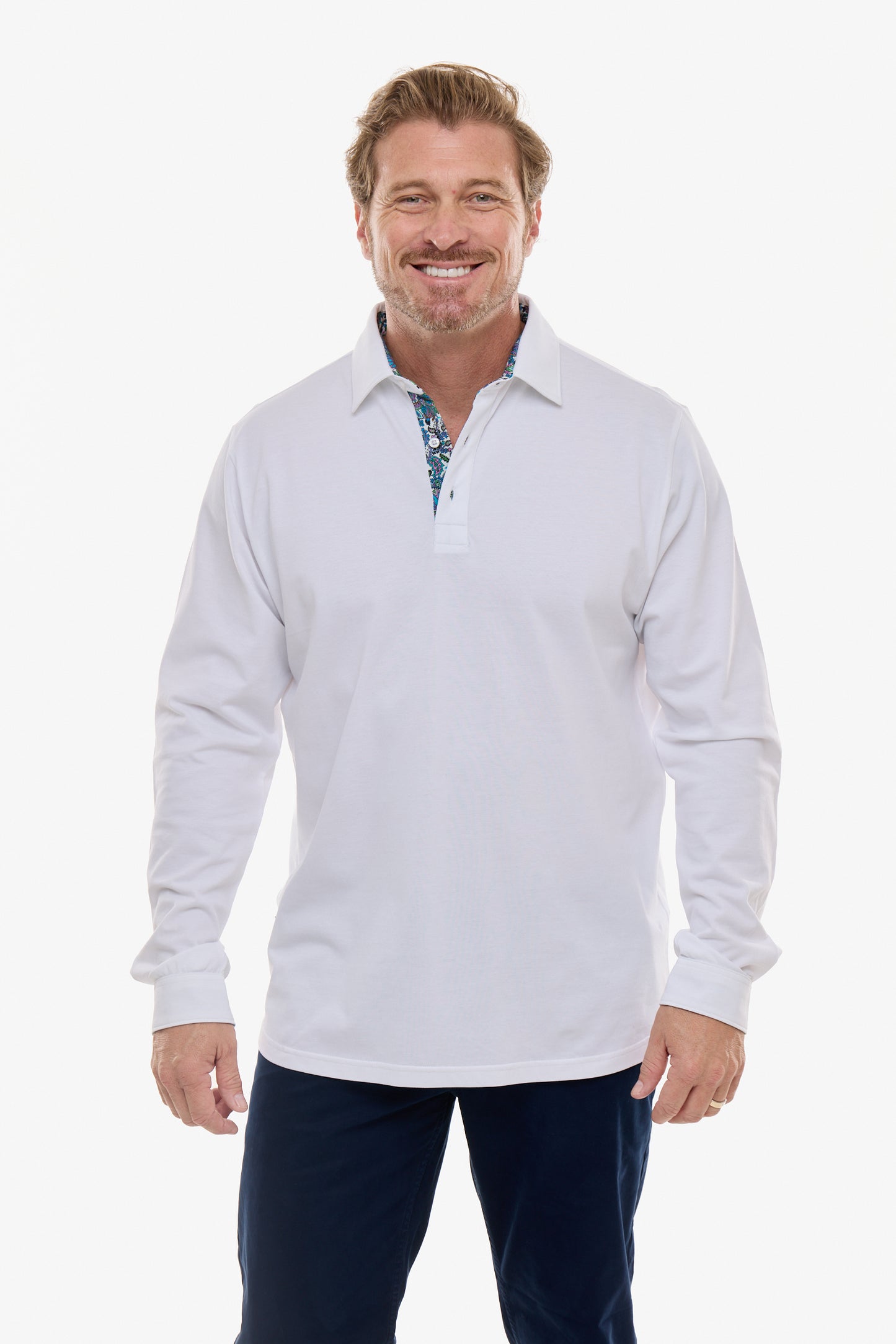 AMALFI POLO WHITE LONG SLEEVE