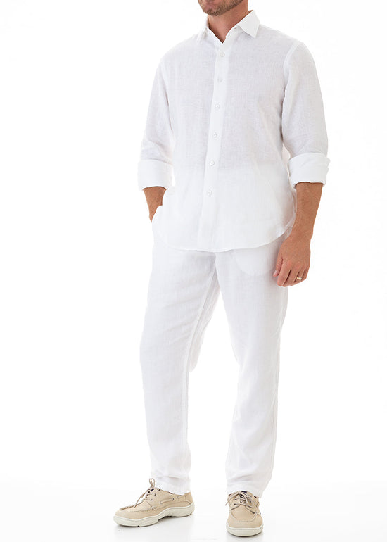 LANIKAI LINEN SHIRT - WHITE-David Smith Australia