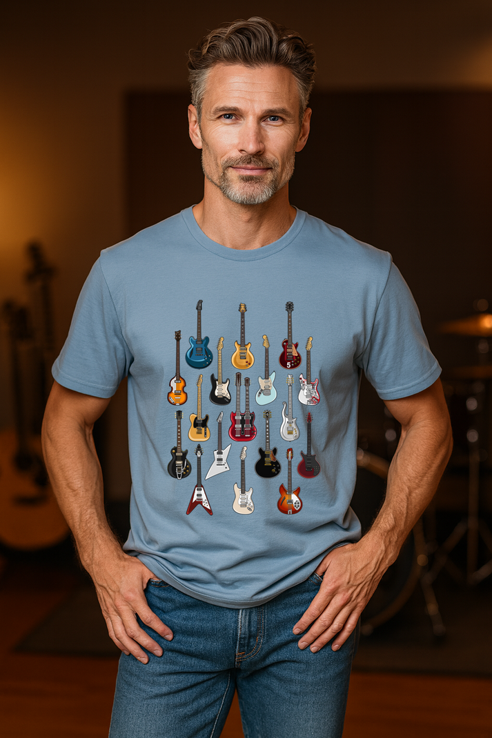 FAMOUS GUITARS T-SHIRT – BLUE | ISTHATSO